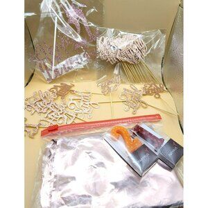 21st Birthday Party Decorations Set Glitter Cake Toppers Candles Balloons JJ3608